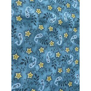 Starry Blue Fabric with Yellow Stars & Swirls 1/4 yard x 29" Cotton Sewing Quilt